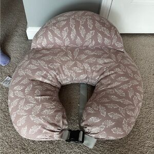 Feather Print Nursing/Boppy Pillow in Dusty Rose